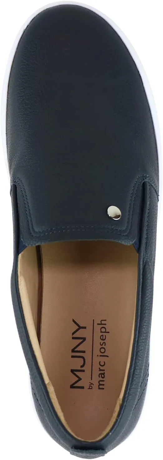 Marc Joseph New York Womens Casual Comfortable Genuine Leather Lightweight Low Top Fashion Slip-On Walking Sneaker Flat Shoes