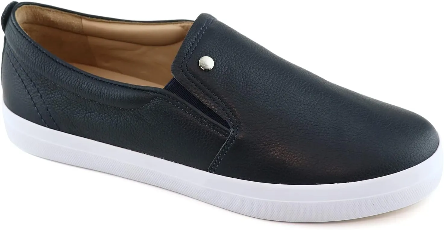 Marc Joseph New York Womens Casual Comfortable Genuine Leather Lightweight Low Top Fashion Slip-On Walking Sneaker Flat Shoes