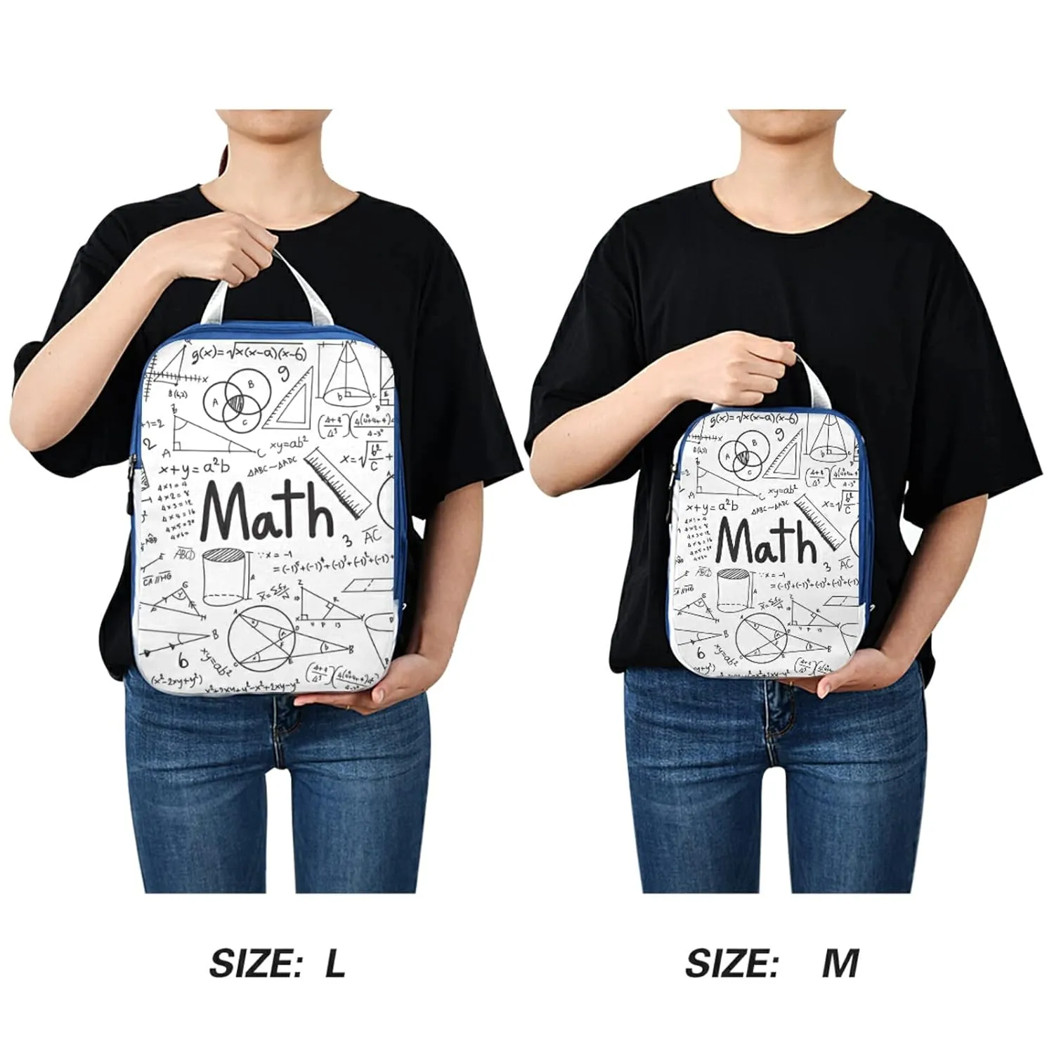 Mathematical Theory Formula Equation Doodle on White 3 Piece set Cubes Expandable Adjustable Luggage Packing Bags, Ultralight Organizer Accessories Travel Suitcase Compressible Bags