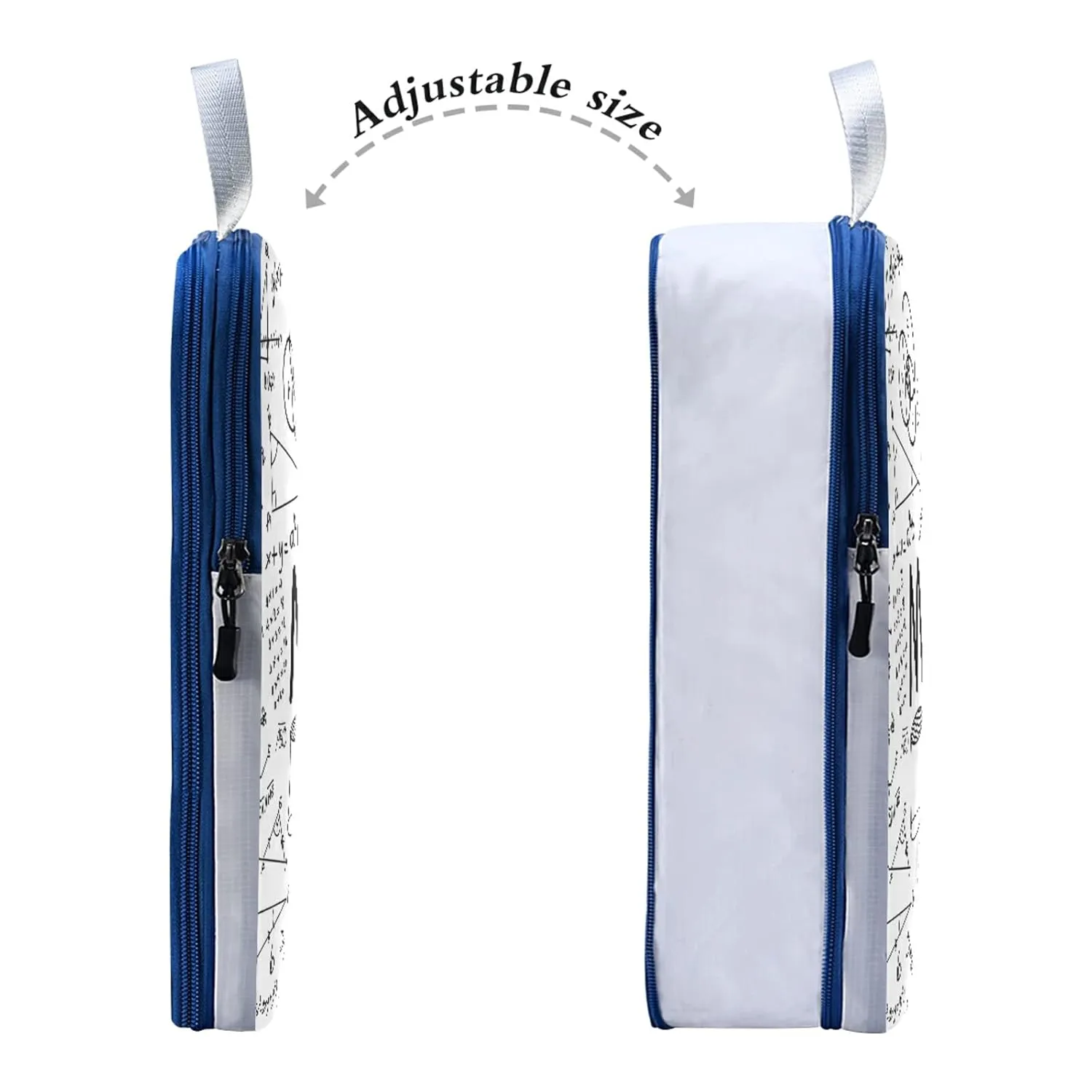 Mathematical Theory Formula Equation Doodle on White 3 Piece set Cubes Expandable Adjustable Luggage Packing Bags, Ultralight Organizer Accessories Travel Suitcase Compressible Bags