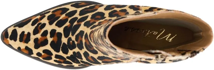 Matisse Womens Gabbie Leopard Print Pointed Toe Zippered Casual Boots Ankle Mid Heel 2-3" - Brown