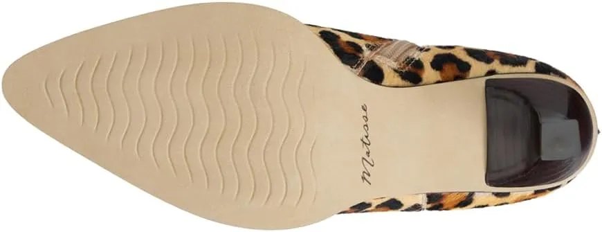Matisse Womens Gabbie Leopard Print Pointed Toe Zippered Casual Boots Ankle Mid Heel 2-3" - Brown