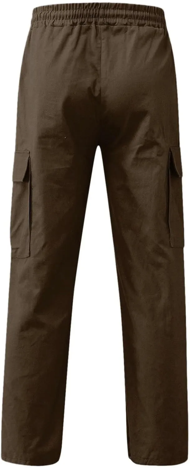 Men Cargo Combat Work Pant Gym Sports Jogger uflage Soft Jog Sweatpants Baggy Pant Drawstring Pull-On Pants