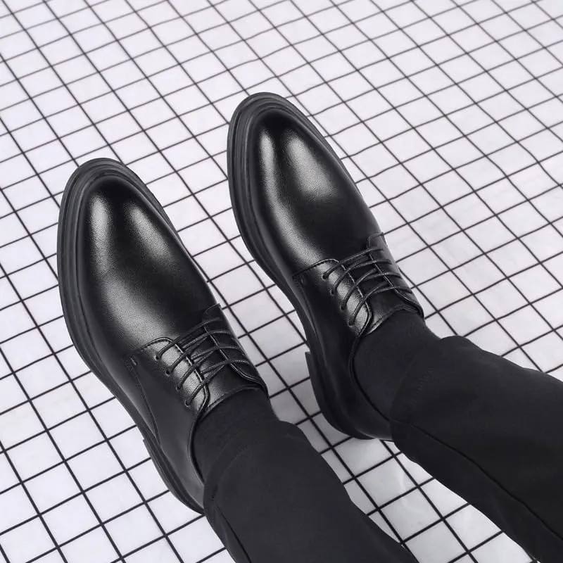 Men Luxury Casual Black Leather Shoes Formal Wedding Tuxedo Shoes Classic Lace-up Business Dress Oxford