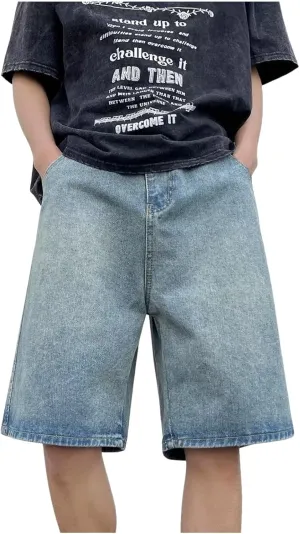 Mens Baggy Denim Jorts Y2K Loose Hip Hop Jean Shorts Casual Summer Long Jeans Streetwear