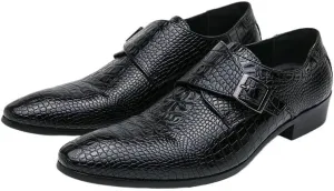Men's Black Crocodile Leather Loafers, Luxury Casual Dress Shoes, Slip-On Moccasins, Italian Fashion Driving Shoes for Men