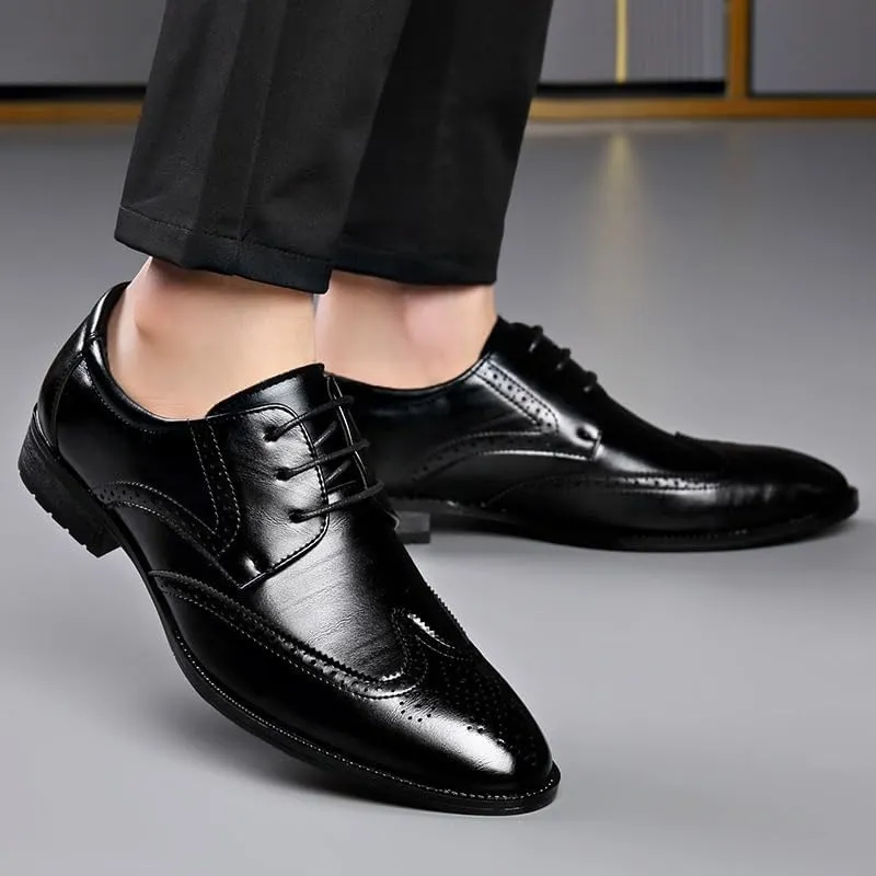 Men's Classic Business Formal Oxford Shoes Mens Wingtip Brogue Mens Casual Dress Shoes for Men