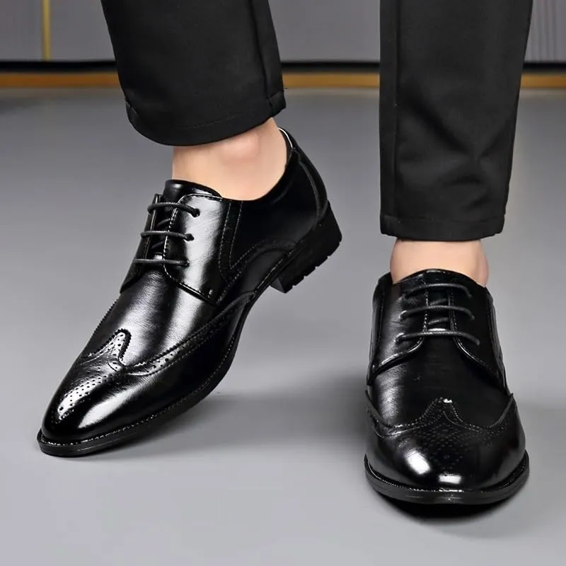 Men's Classic Business Formal Oxford Shoes Mens Wingtip Brogue Mens Casual Dress Shoes for Men