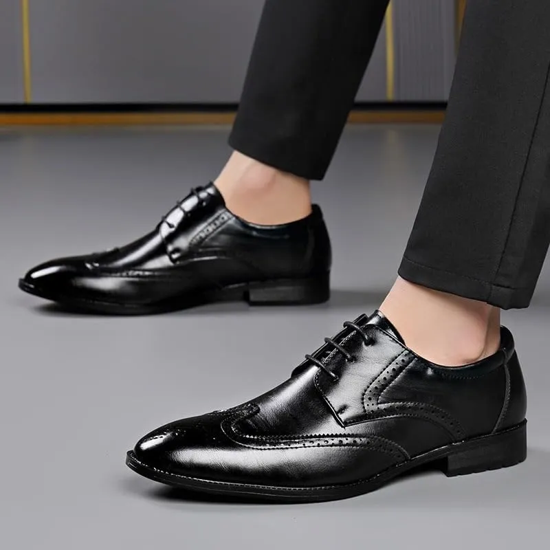 Men's Classic Business Formal Oxford Shoes Mens Wingtip Brogue Mens Casual Dress Shoes for Men