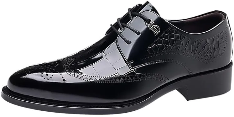 Men's Classic Leather Oxford Dress Shoes Lace Up Formal Tuxedo Business Brogue Casual Anti Slip Prom