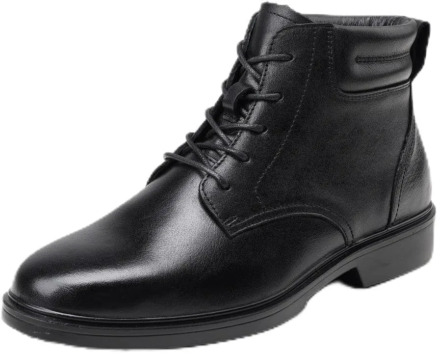 Men's Dress Leather Ankle Cap Toe Oxford Boot Lace up Black color Business Wedding Party Shoes