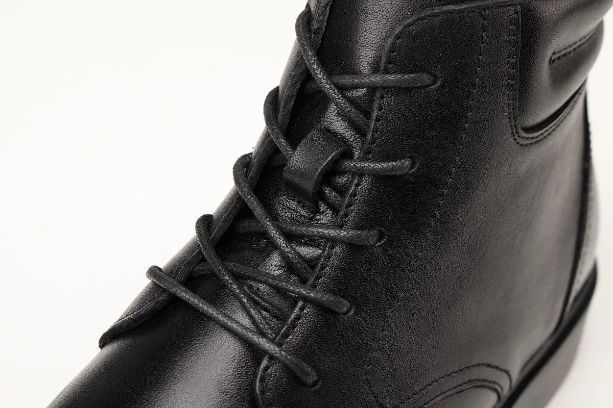 Men's Dress Leather Ankle Cap Toe Oxford Boot Lace up Black color Business Wedding Party Shoes