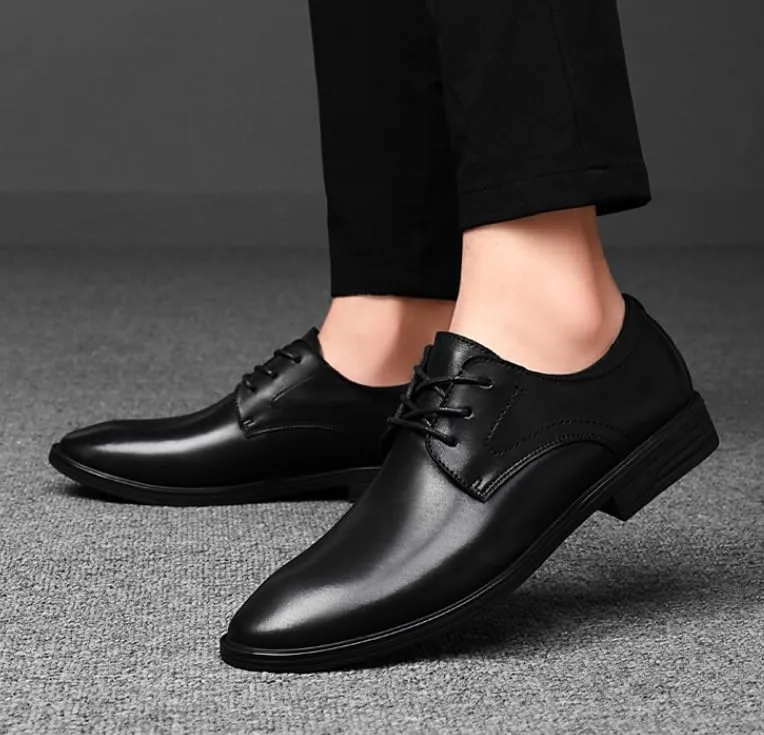 Men's Dress Shoes Mens Casual Business Formal Oxford Shoes Brogue Wingtip Retro Derby Shoes for Men(Black,8)