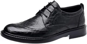 Men's Handmade Leather Brogue Dress Shoes Patent Leather Lace Up Classic Oxford Shoes for Business Casual Prom Wedding