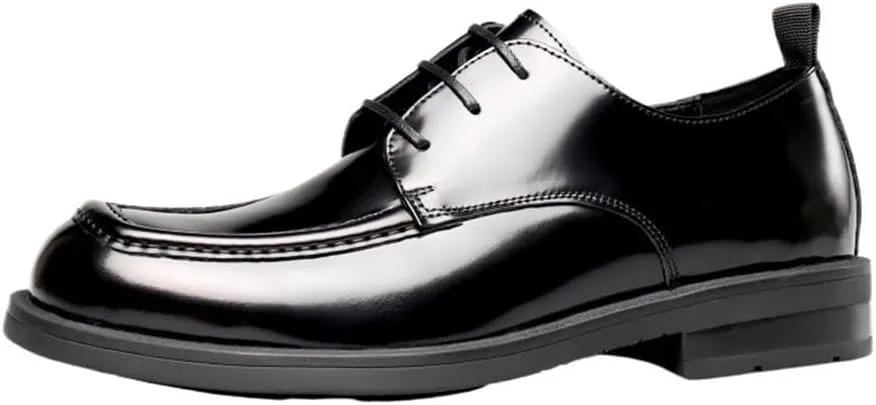 Men's Leather Lace Up Heightening Fashion Square Toe Oxfords Classic Casual Business Office Dress Shoes