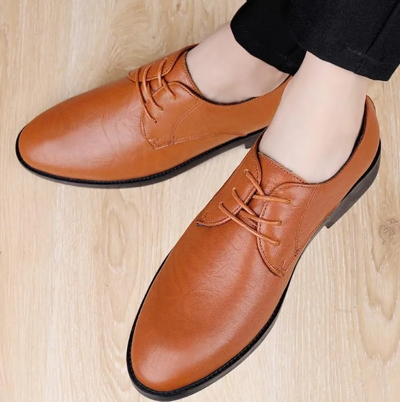 Mens Leather Shoes Slip On Pointed Toe Classic Formal Business Shoes Classic Formal Oxford Shoes Office