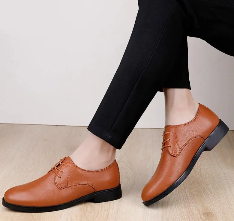 Mens Leather Shoes Slip On Pointed Toe Classic Formal Business Shoes Classic Formal Oxford Shoes Office