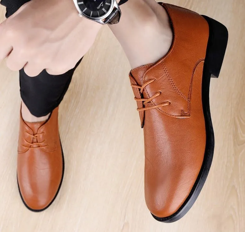 Mens Leather Shoes Slip On Pointed Toe Classic Formal Business Shoes Classic Formal Oxford Shoes Office