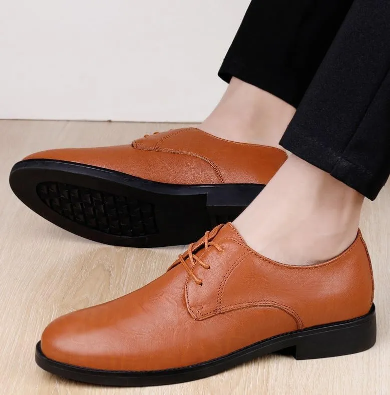Mens Leather Shoes Slip On Pointed Toe Classic Formal Business Shoes Classic Formal Oxford Shoes Office
