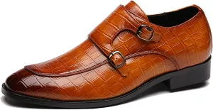 Men's Monk Strap Slip-On Loafers Premium PU Leather Oxford Dress Shoes Comfortable Business Casual Footwear Formal & Office Wear