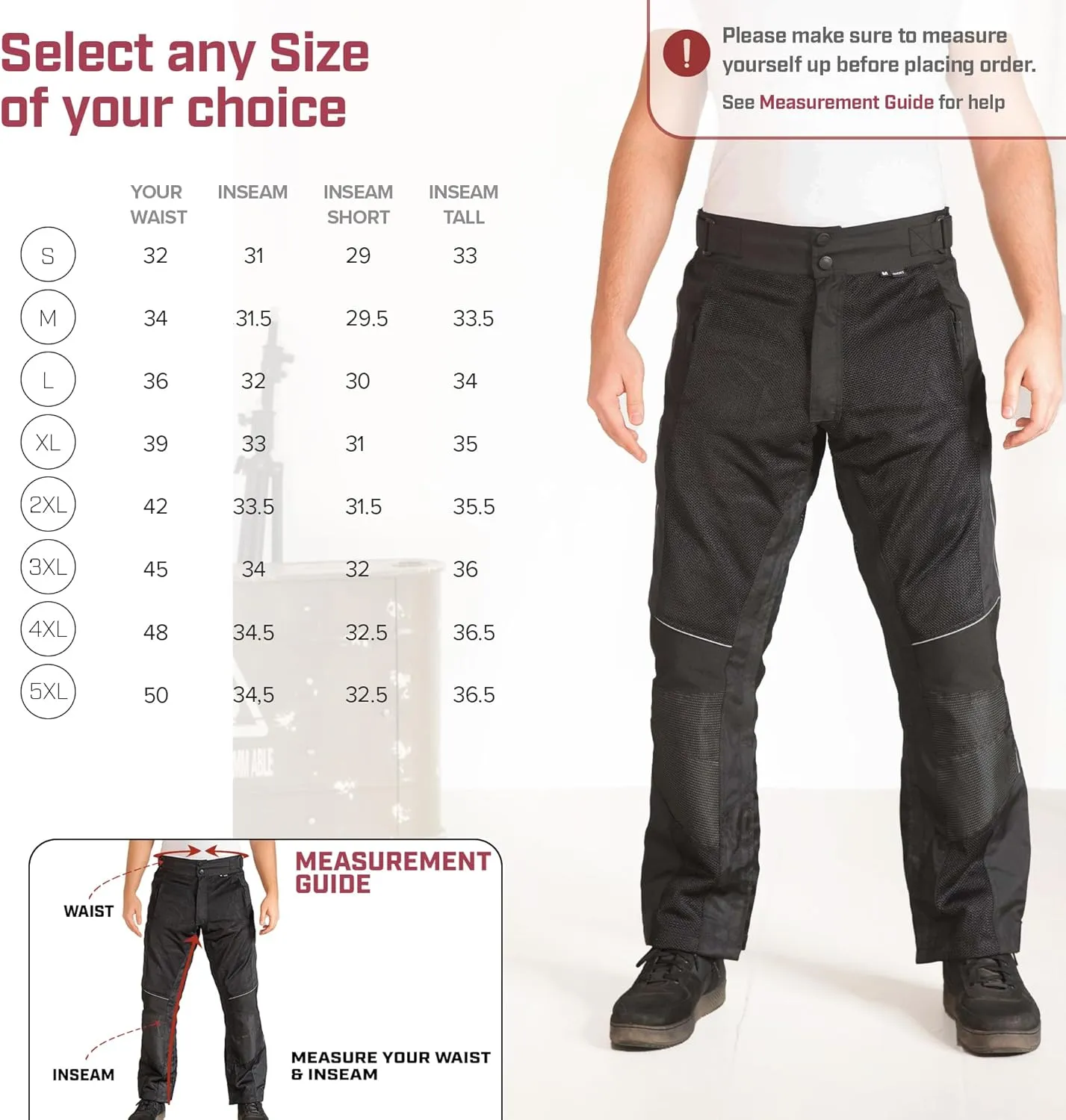 Men’s Motorcycle Mesh Pants Full Leg Zipper Riding Pants powersports Protective Armored Adv CE Over The Boot Motocross Pants