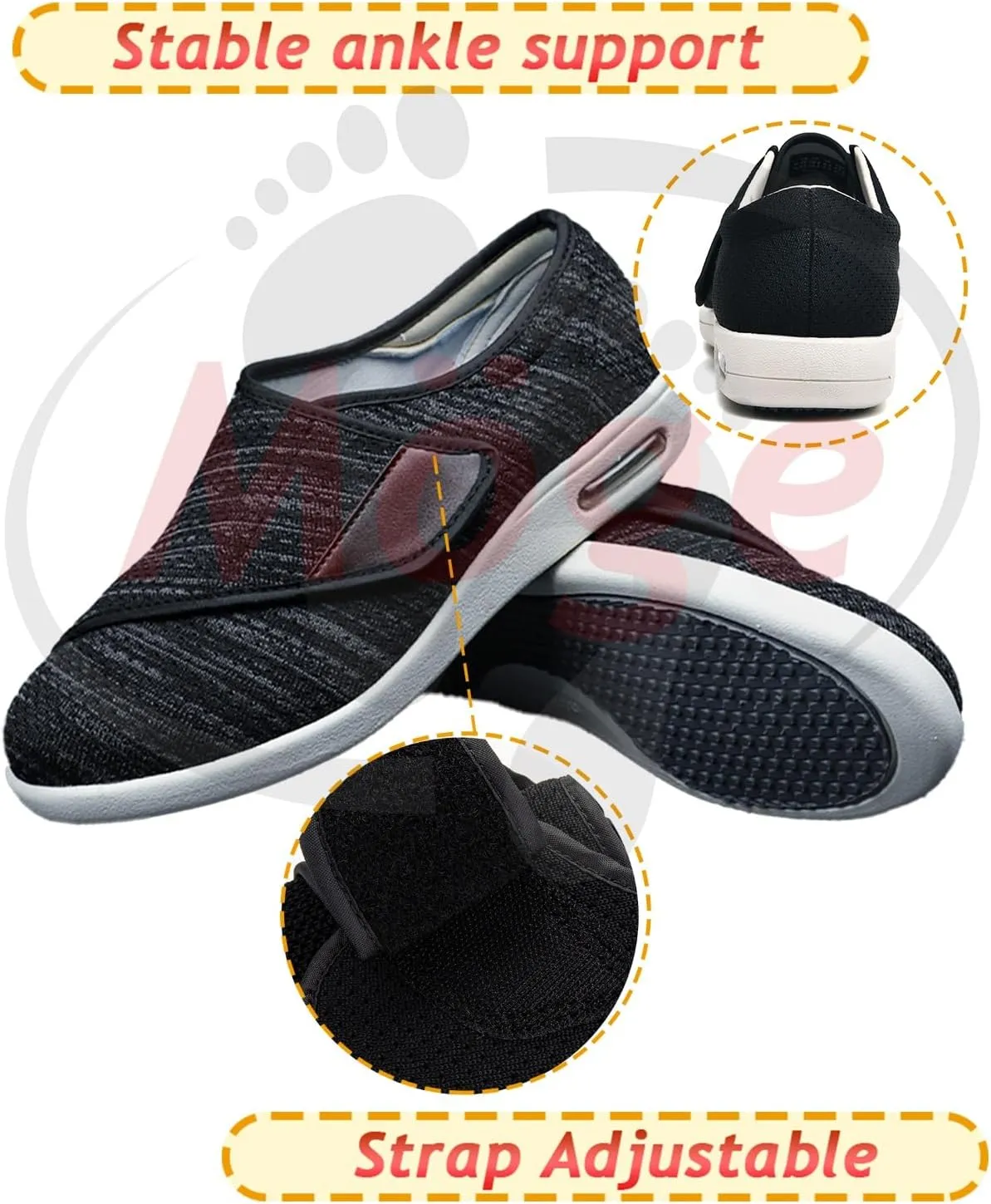 Men's Orthopedic Knit Sneakers with 3 Pairs Insoles Replacement for Elderly Swollen Feet Lightweight Loafer Slip On Boat Wide Fit Trainers Men