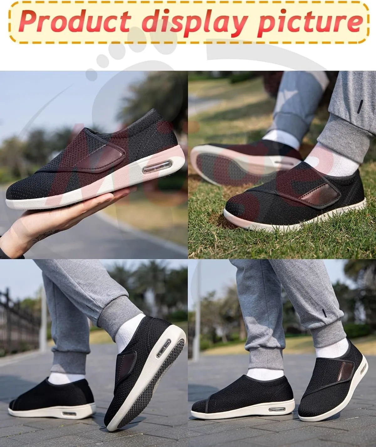 Men's Orthopedic Knit Sneakers with 3 Pairs Insoles Replacement for Elderly Swollen Feet Lightweight Loafer Slip On Boat Wide Fit Trainers Men