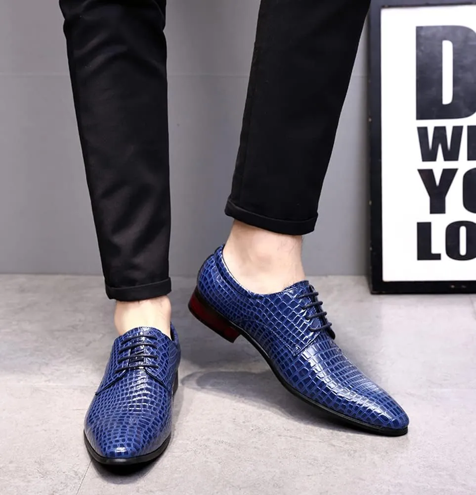 Men's Oxfords Alligator Patent Leather Wedding Prom Formal Dress Casual Shoes for Men