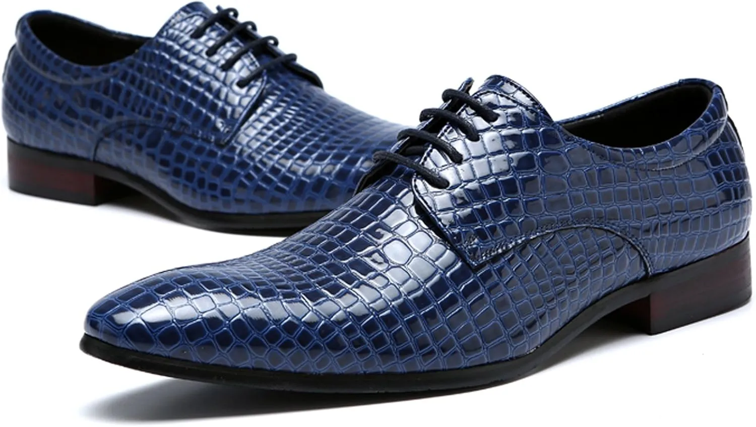 Men's Oxfords Alligator Patent Leather Wedding Prom Formal Dress Casual Shoes for Men