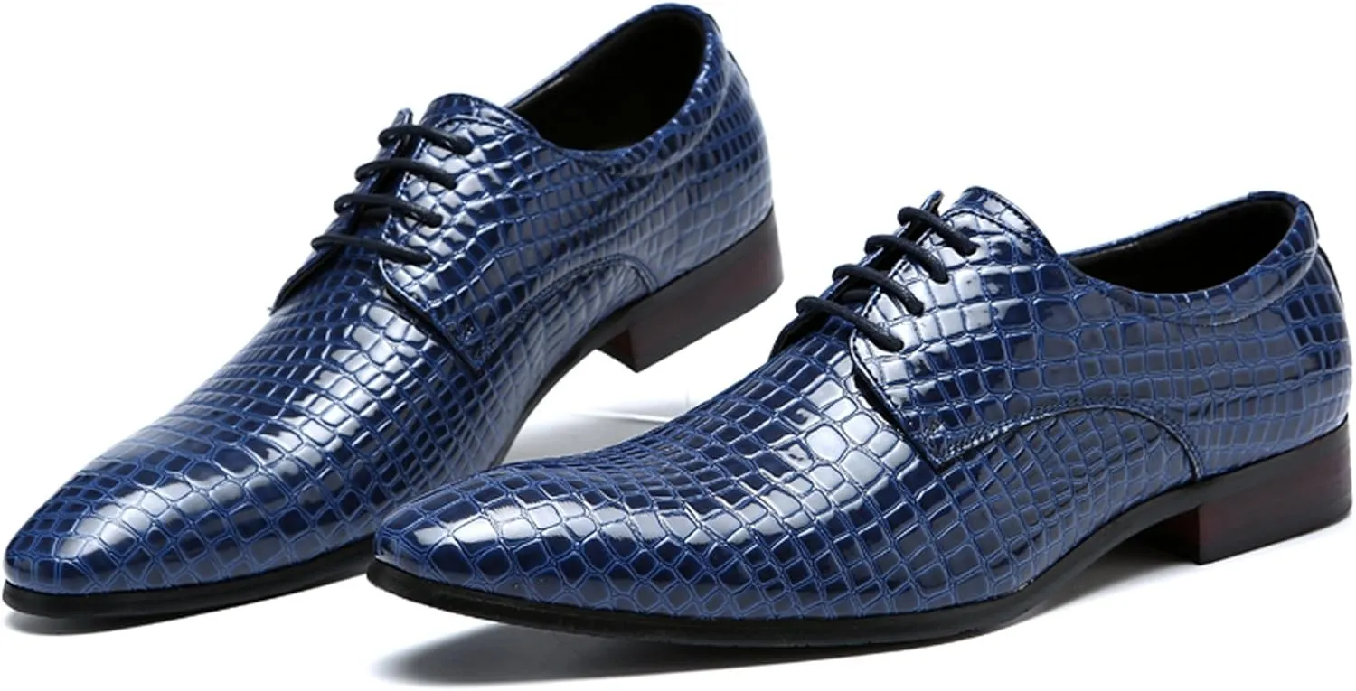 Men's Oxfords Alligator Patent Leather Wedding Prom Formal Dress Casual Shoes for Men