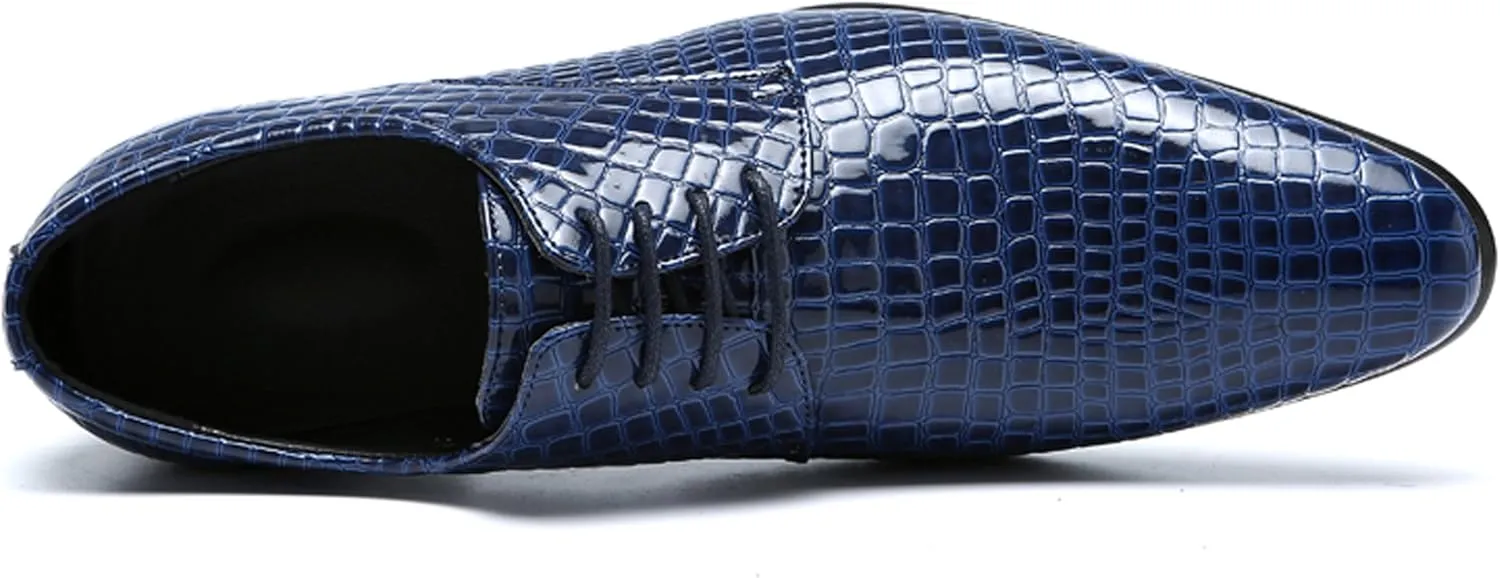 Men's Oxfords Alligator Patent Leather Wedding Prom Formal Dress Casual Shoes for Men