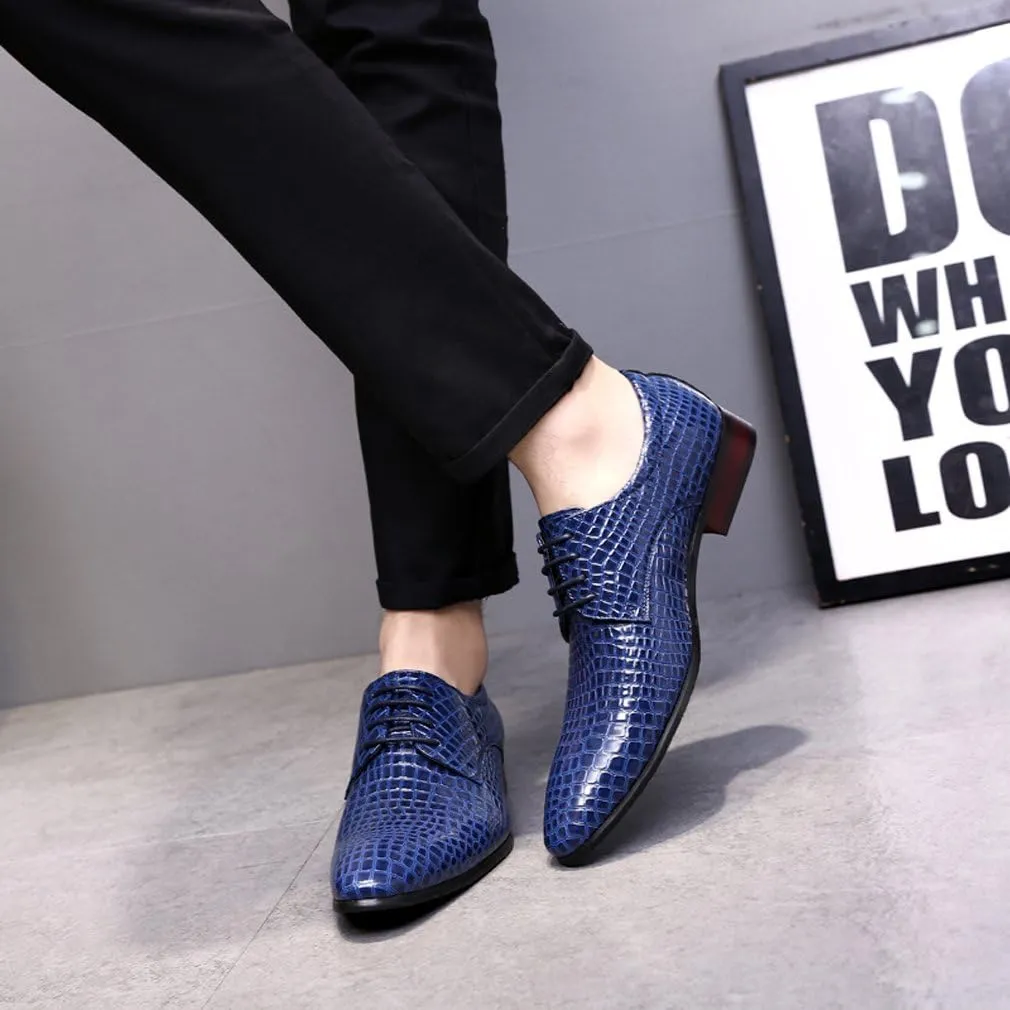 Men's Oxfords Alligator Patent Leather Wedding Prom Formal Dress Casual Shoes for Men