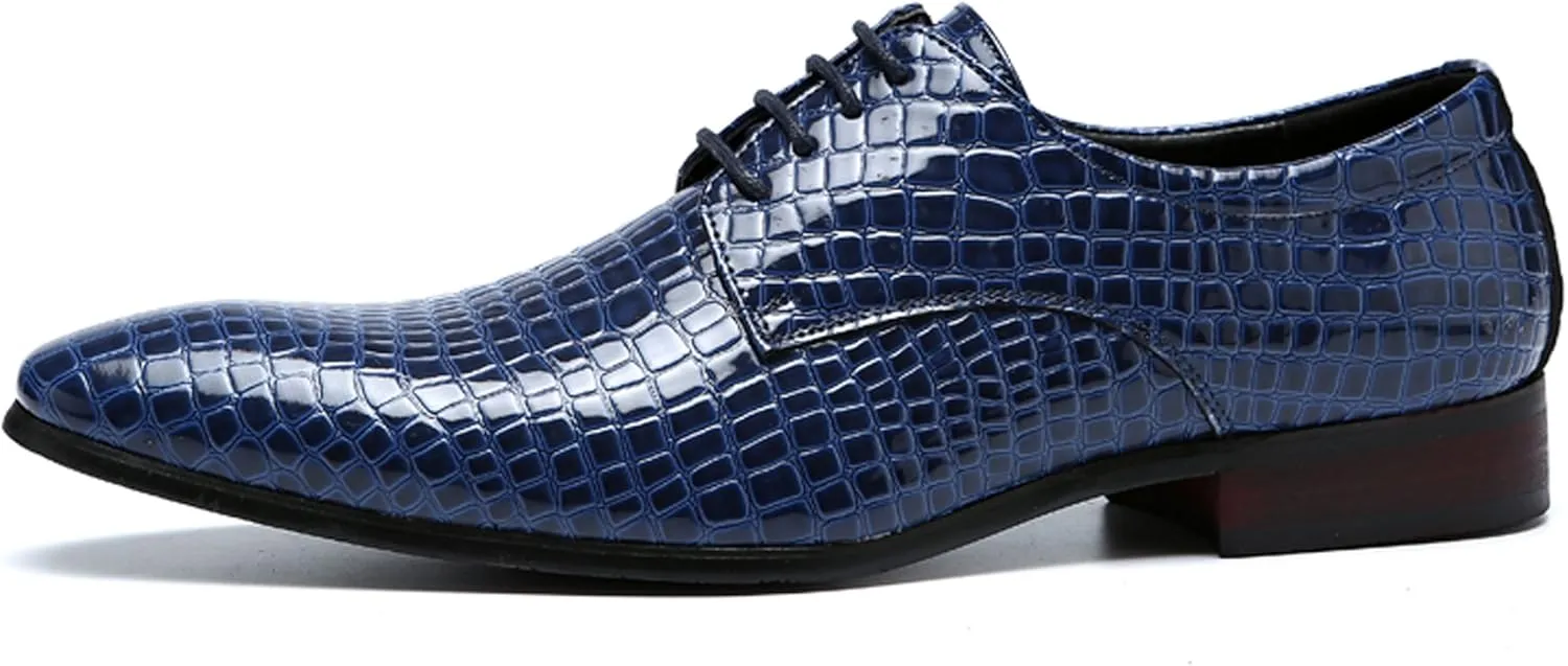 Men's Oxfords Alligator Patent Leather Wedding Prom Formal Dress Casual Shoes for Men