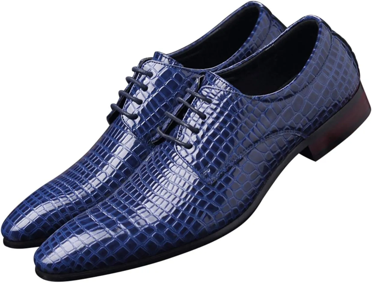 Men's Oxfords Alligator Patent Leather Wedding Prom Formal Dress Casual Shoes for Men