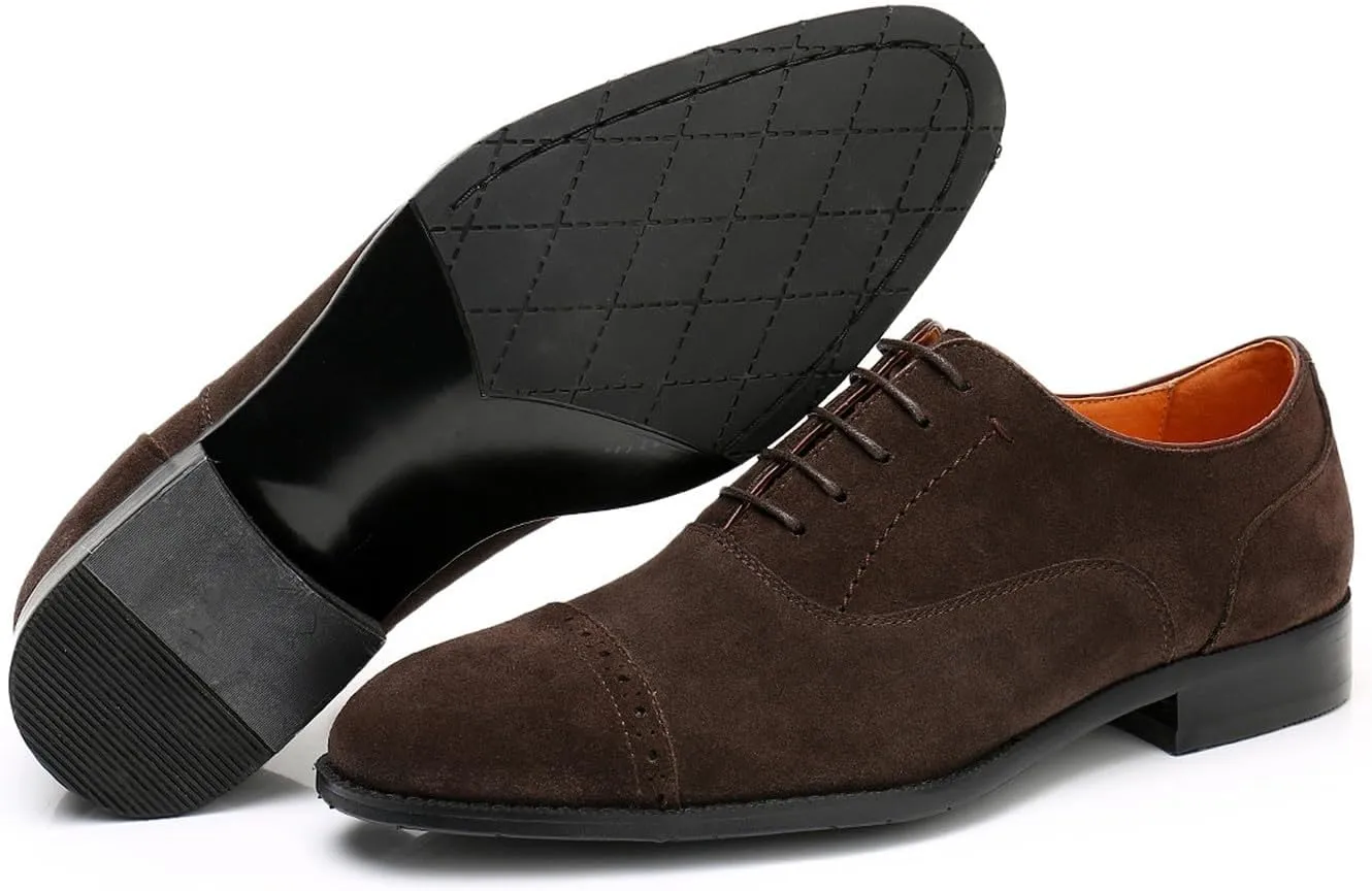 Mens Oxfords Dress Formal Shoes Genunie Leather Wingtips Brogues Oxford Fashion Business Casual Derby Modern Prom Wedding Suit Shoes Tuxedo Shoes for Men