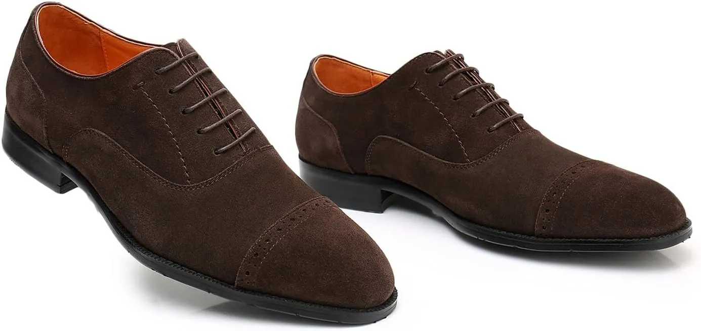 Mens Oxfords Dress Formal Shoes Genunie Leather Wingtips Brogues Oxford Fashion Business Casual Derby Modern Prom Wedding Suit Shoes Tuxedo Shoes for Men