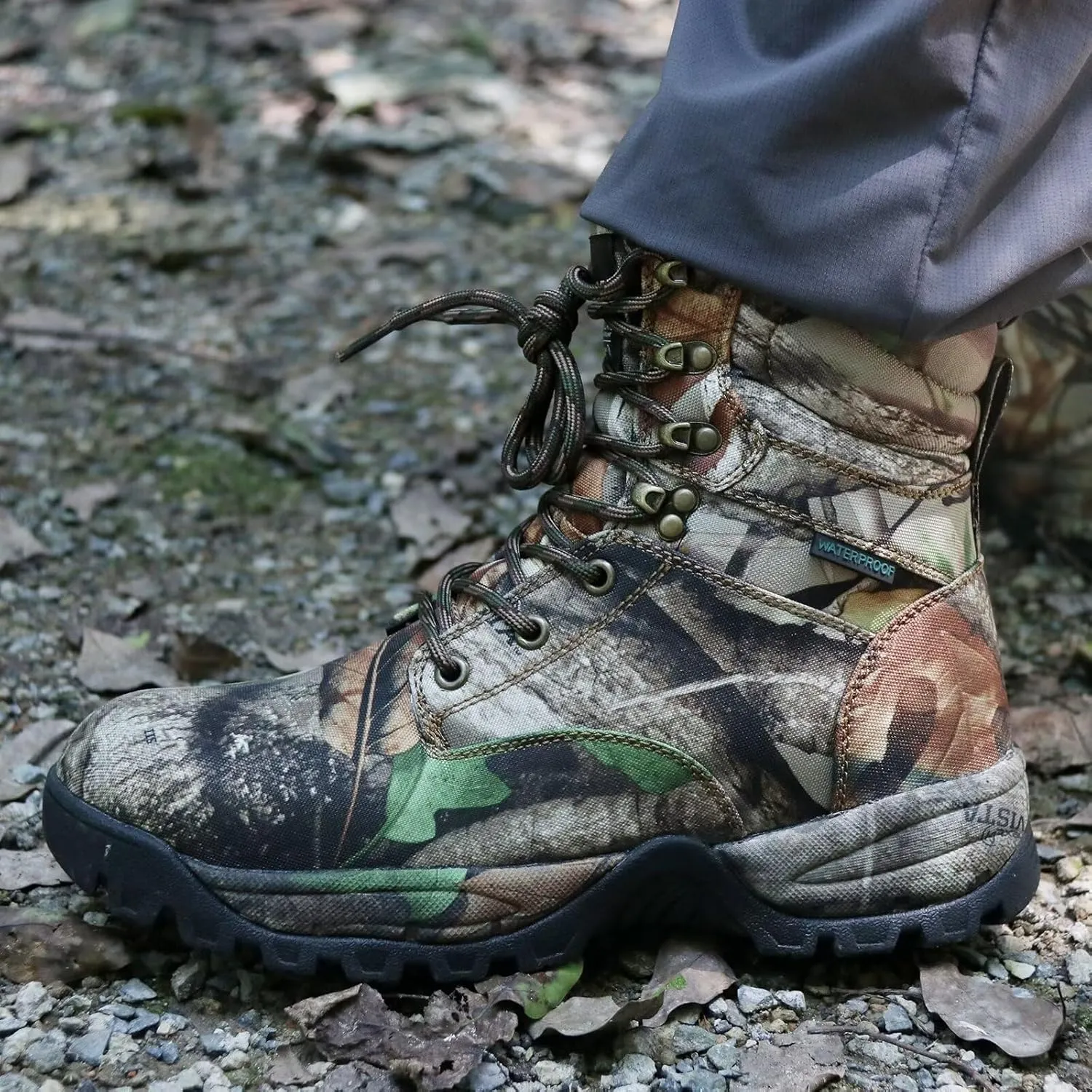 Men's Waterproof Hunting Boots Lightweight Hiking Boot Insulated Work Boots, 7" Breathable Non-slip Outdoor Shoes, 200g Thinsulate