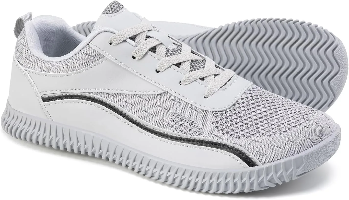 Men's Wide Width Sneakers, Extra Wide Toe Box, Minimalist Barefoot Trail-Running Gym Cross Trainer Shoes, White, Wide