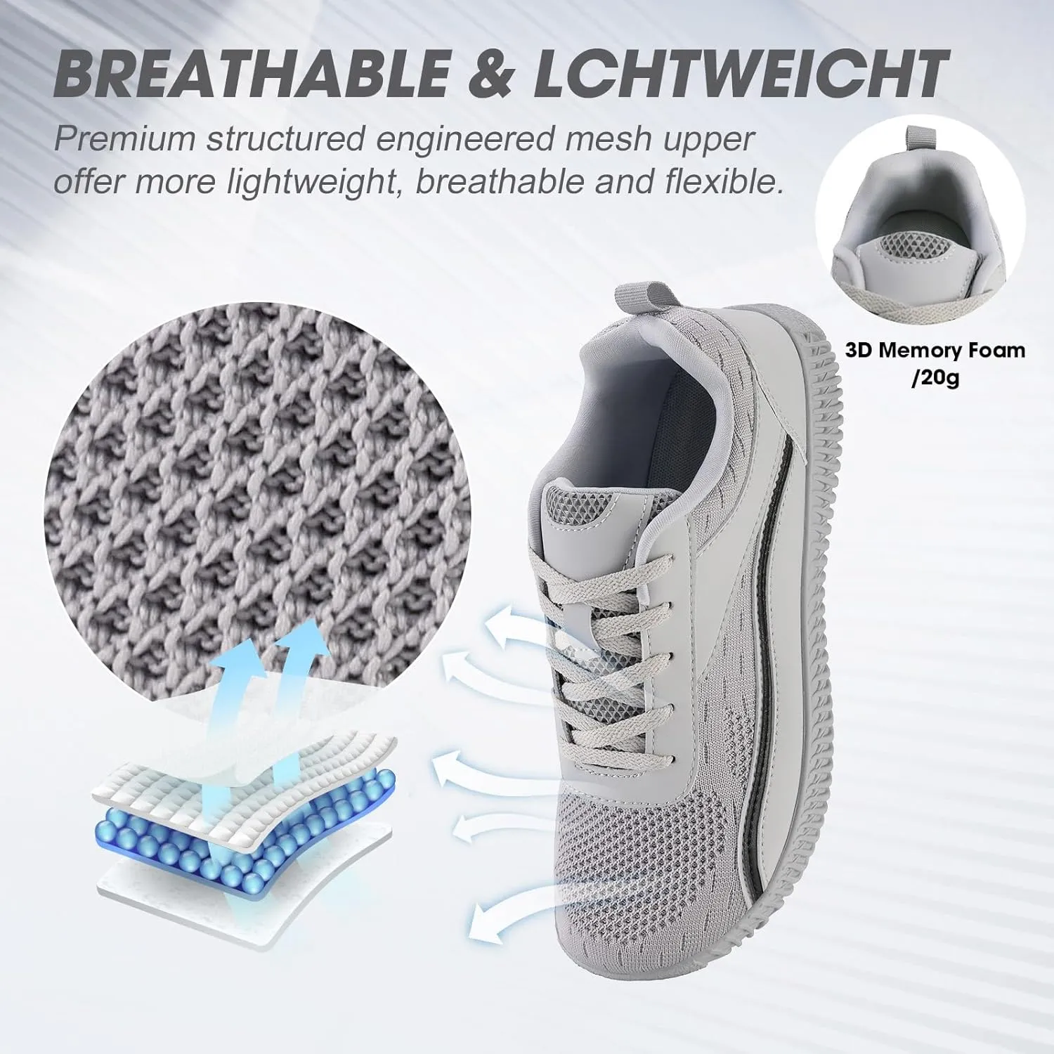 Men's Wide Width Sneakers, Extra Wide Toe Box, Minimalist Barefoot Trail-Running Gym Cross Trainer Shoes, White, Wide
