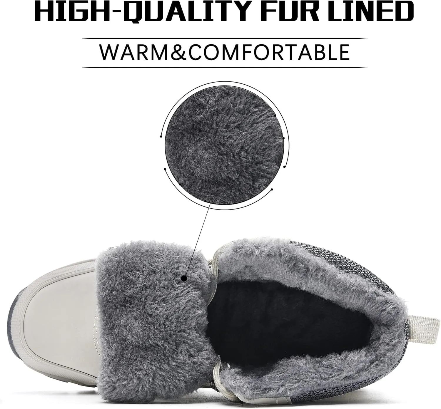 Mens Winter Snow Boots Women Waterproof Cold Weather Hiking Bootie Warm Fur Lined Casual Anti Slip Work Ankle Shoes