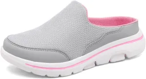 Mens Womens Backless Slippers Mesh Knitted Clogs Sneakers Lightweight Comfortable Walking Open Back Shoes Slip on Trendy Casual Breathable Slippers Shoes Closed Toe Slides Outdoor Sports Wedge Mules