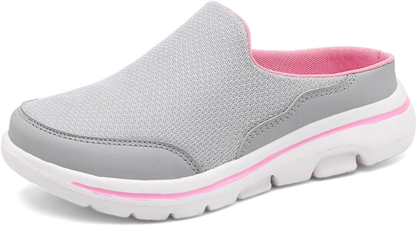 Mens Womens Backless Slippers Mesh Knitted Clogs Sneakers Lightweight Comfortable Walking Open Back Shoes Slip on Trendy Casual Breathable Slippers Shoes Closed Toe Slides Outdoor Sports Wedge Mules