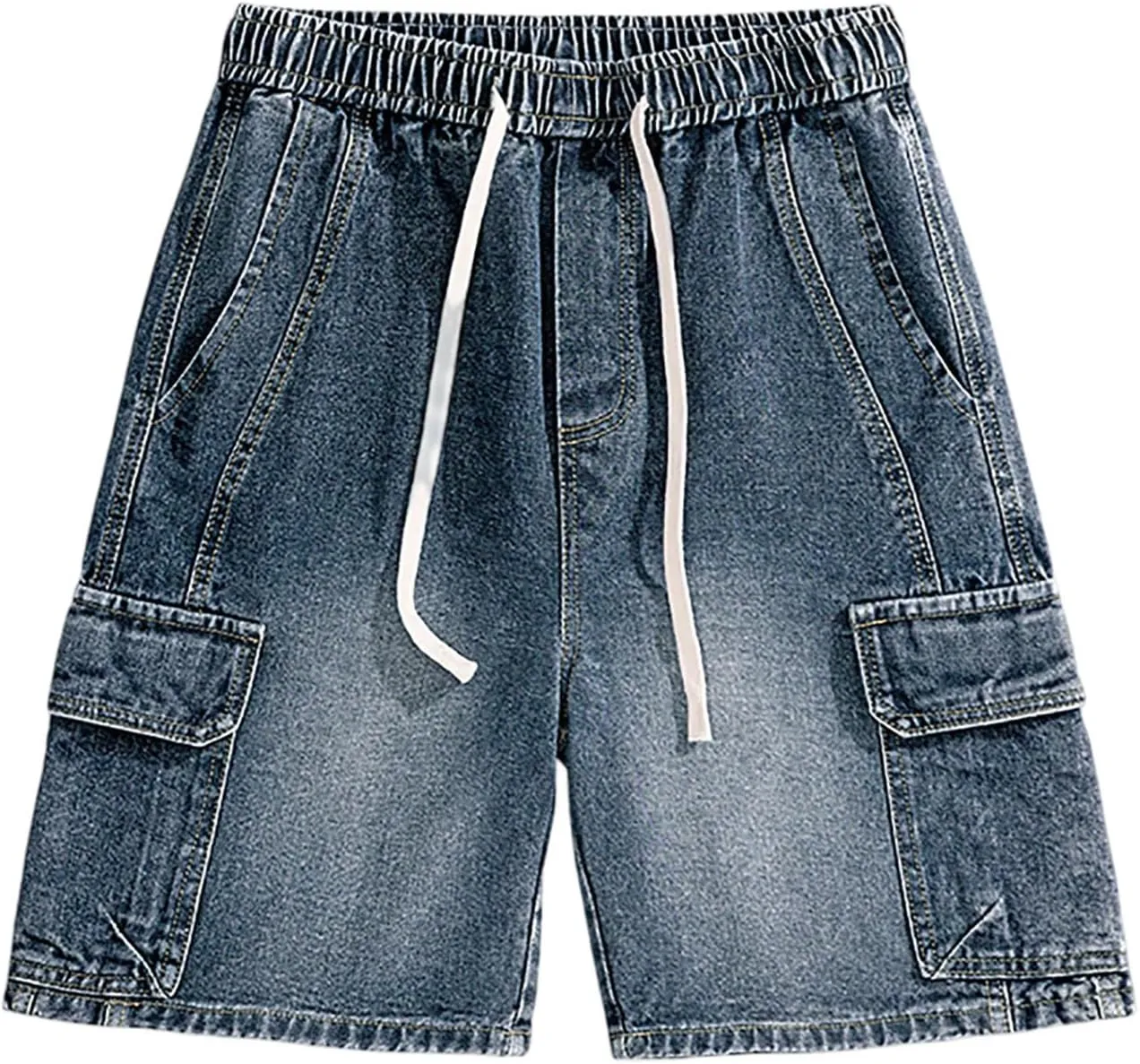 Mens Y2K Baggy Jean Shorts Summer Casual Hip Hop Skateboard Pants Loose Denim Shorts with Pockets Streetwear
