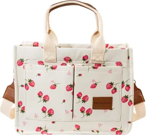 METALPHA Tote Bag for Women, Canvas Tote Bags for Work Travel Everything Tote Bag Multi-Pockets Crossbody Shoulder Handbag