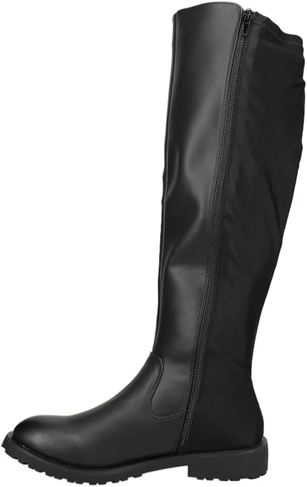 MIA Womens Talli Zippered Riding Casual Boots Over the Knee Low Heel 1-2" - Black