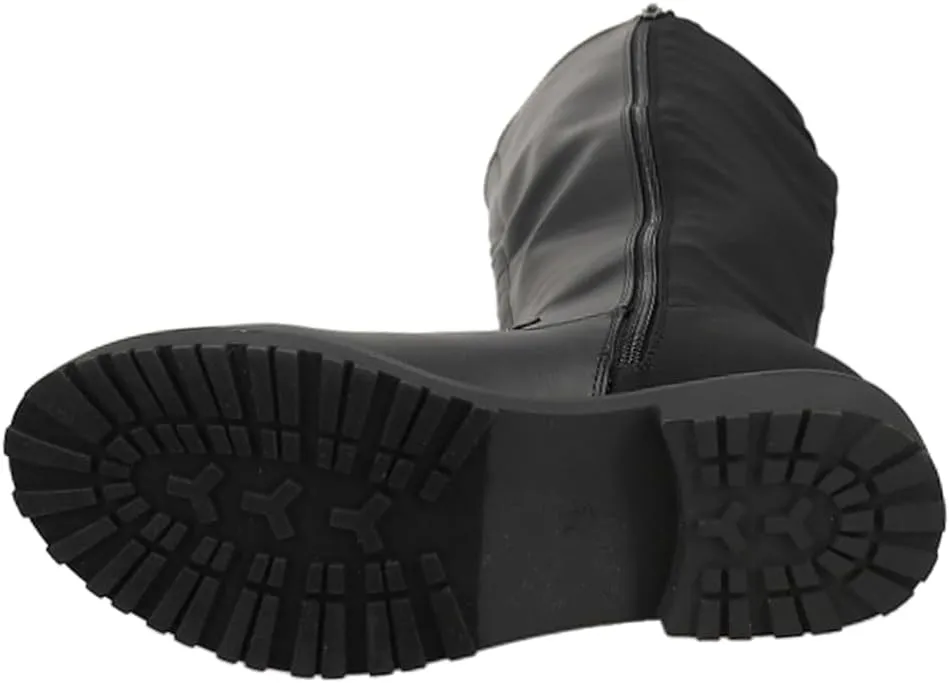 MIA Womens Talli Zippered Riding Casual Boots Over the Knee Low Heel 1-2" - Black