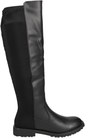 MIA Womens Talli Zippered Riding Casual Boots Over the Knee Low Heel 1-2" - Black