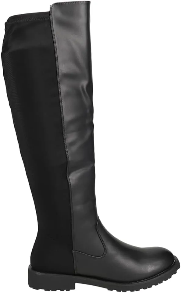 MIA Womens Talli Zippered Riding Casual Boots Over the Knee Low Heel 1-2" - Black