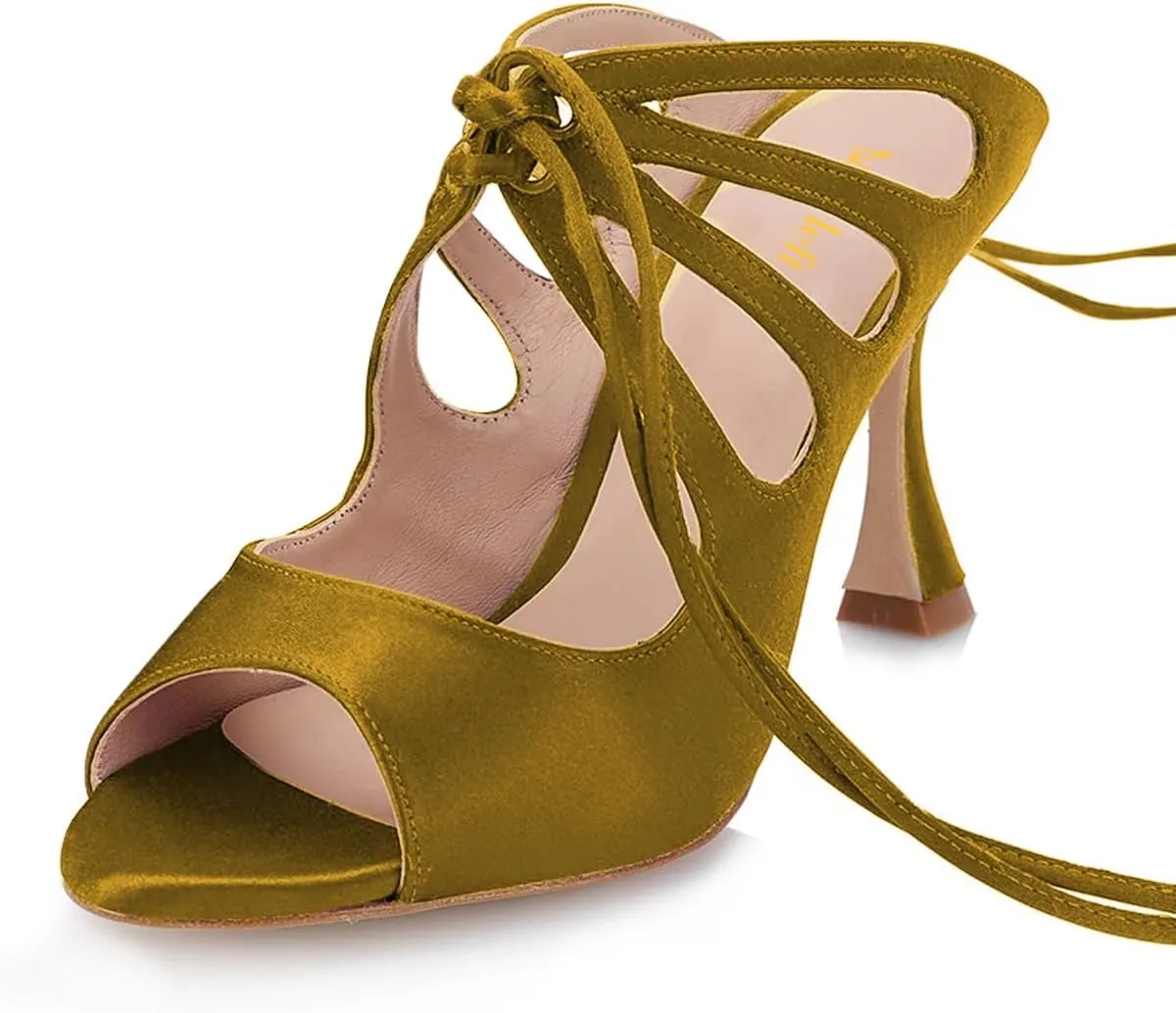 miss left Women Unique Open Toe Strappy Satin Mules High Heel Cutout Lace Up Fashion Party Event Casual Sandals Size 4-16 US