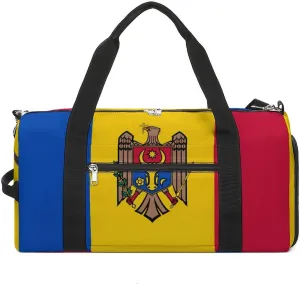Moldova Flag Duffel Bag for Men Women with Shoe Compartment Weekender Tote